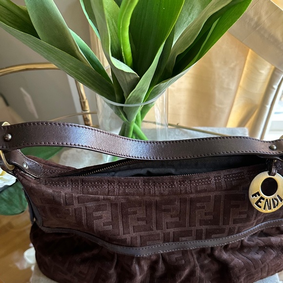 Fendi Zucca Chef FF Shoulder Bag in Brown Suede - Picture 11 of 11